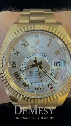 Rolex Sky-Dweller 18K Yellow Gold White Dial Watch 326938