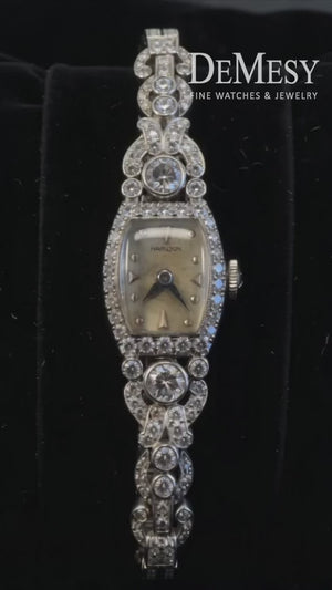 Hamilton Vintage 1950's Ladies Platinum Diamond Watch