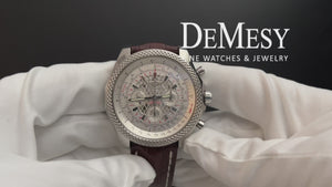 Breitling Bentley Chronograph Men's Steel Watch Silver Dial AB0611
