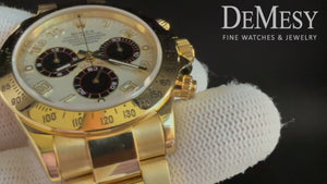 Rolex Yellow Gold Daytona 116528 White Panda Arabic Racing Dial
