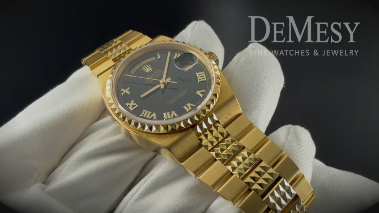 Rolex Oysterquartz 18K Gold Pyramid Dial Watch 19028