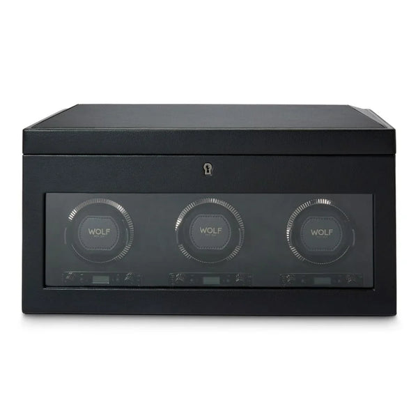 Wolf British Racing Triple Watch Winder With Storage