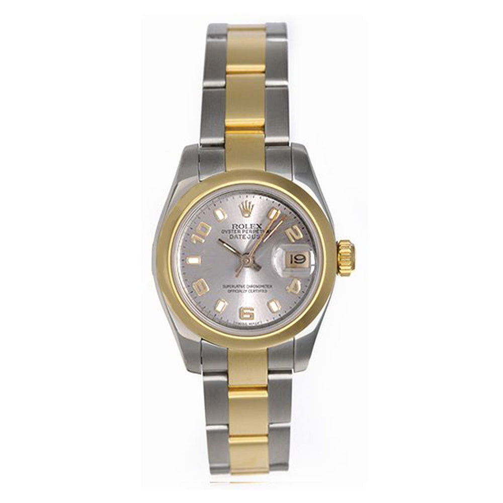 Ladies Rolex 2-Tone Datejust Watch 179163 Silver Dial