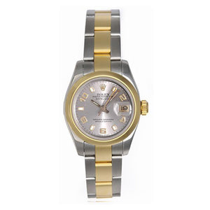 Ladies Rolex 2-Tone Datejust Watch 179163 Silver Dial