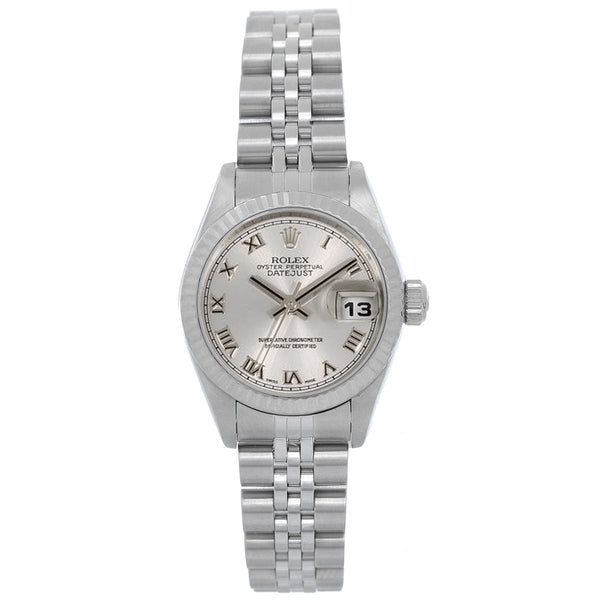 Rolex Ladies Datejust Stainless Steel Silver Roman Watch 69174