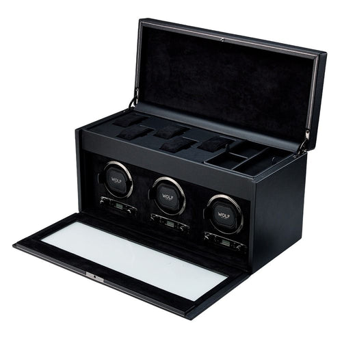 Wolf British Racing Triple Watch Winder With Storage