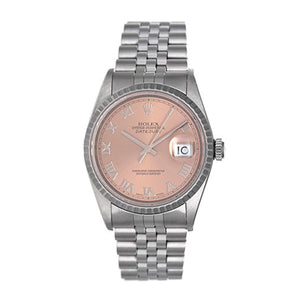 Men's Rolex Datejust Watch 16220 Rose Dial