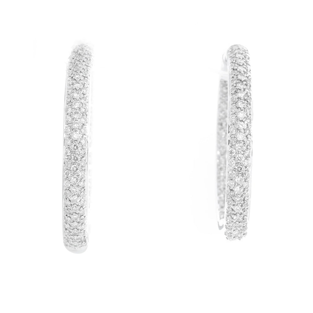 14k White Gold Diamond Inside-Out Hoops 1.6 cts