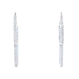 14K White Gold Cross Shaped Hoops 1.32 cts