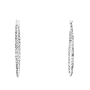 Amazing 14k White Gold Diamond Inside-Out Hoop Earrings