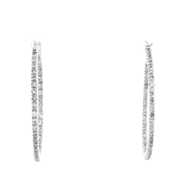 Amazing 14k White Gold Diamond Inside-Out Hoop Earrings