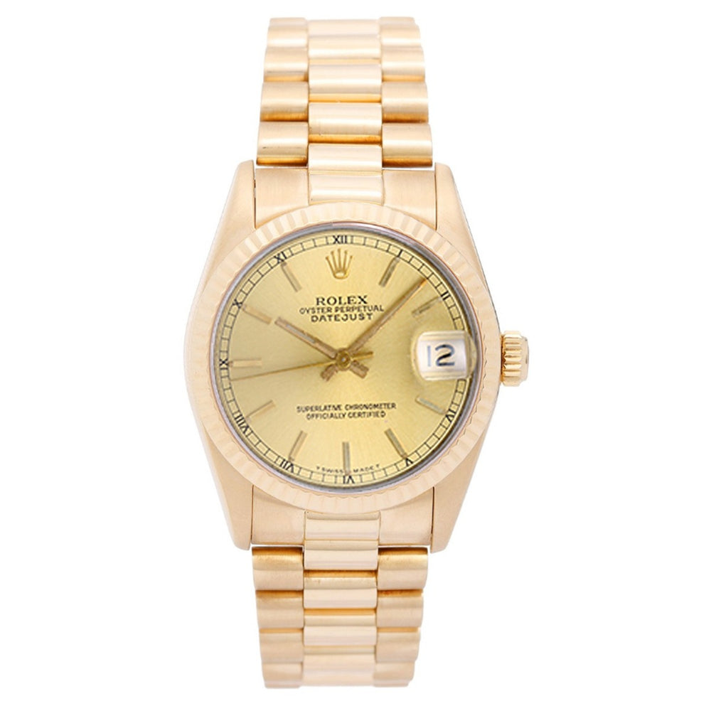 Rolex Midsize President 18K Yellow Gold Champagne Watch 68278