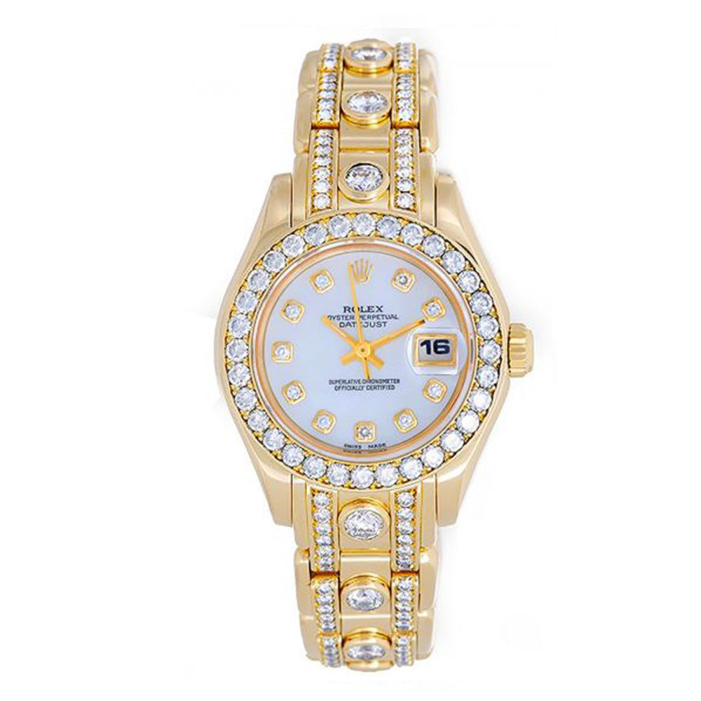 Rolex Ladies Masterpiece/Pearlmaster Gold 180 Diamond Watch 69298