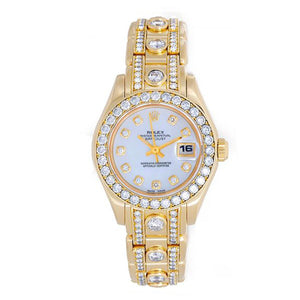 Rolex Ladies Masterpiece/Pearlmaster Gold 180 Diamond Watch 69298