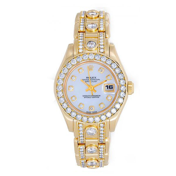 Rolex Ladies Masterpiece/Pearlmaster Gold 180 Diamond Watch 69298