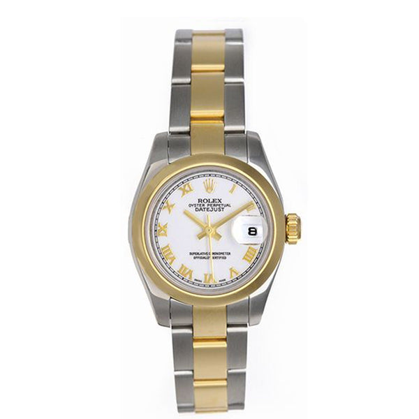Rolex 2-Tone Ladies Datejust Watch Gold Roman Numerals 179163