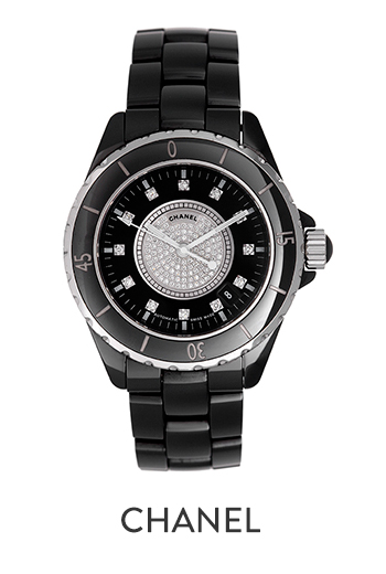 H1178 Chanel J 12 - Black Large Size with Diamonds