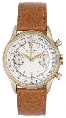 Vintage Longines Chronograph Men's 18k Yellow Gold Watch 