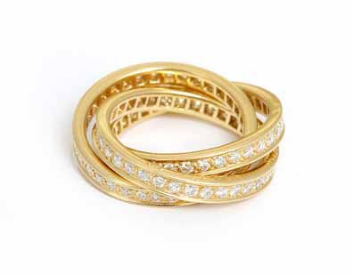 Cartier Trinity 18k Yellow Gold Diamond Ring Sz.56