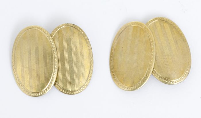 Vintage 10k Yellow Gold Oval Cufflinks