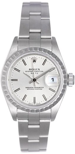 Ladies Rolex Date Steel Watch 69240 Silver Dial