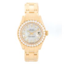 Rolex Ladies Masterpiece/Pearlmaster Gold Diamond Watch 80298