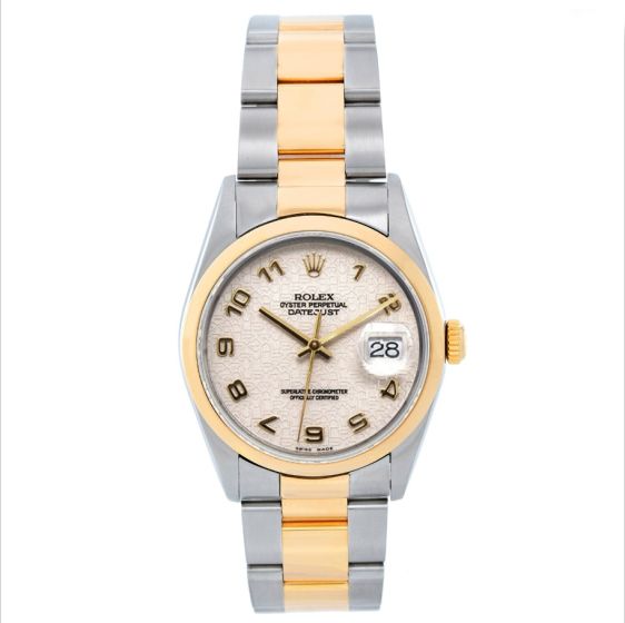 Rolex Datejust Men's 2-Tone Watch 16203 Cream Colored Jubilee Dial