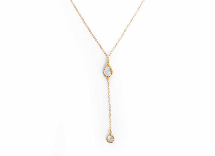 Beautiful Diamond and 18k Yellow Gold 'Y' Necklace