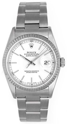 Men's Rolex Datejust Stainless Steel Watch White Dial 16234