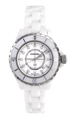 Chanel J12 Quartz 33mm  White Ceramic Diamond H1628 