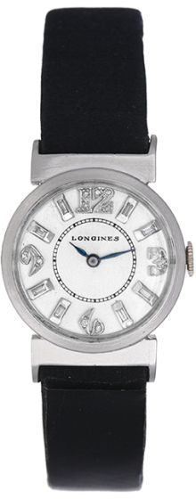 Vintage Longines Platinum & Diamond Unisex Watch Silver Dial