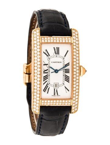 Cartier Ladies Diamond Tank Americaine 18k Rose Gold Watch WB704751