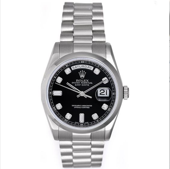 Rolex Platinum President  Day-Date Men's Watch 118206 Diamond Dial