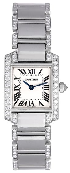 Cartier Tank Francaise White Gold Diamond Watch WE1002SF 