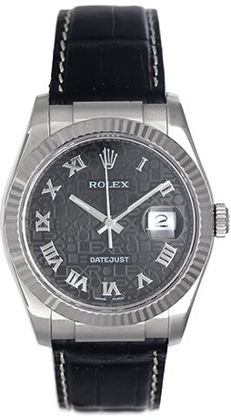 Rolex Datejust 18K White Gold Men's Watch 116139 Black Jubilee Dial