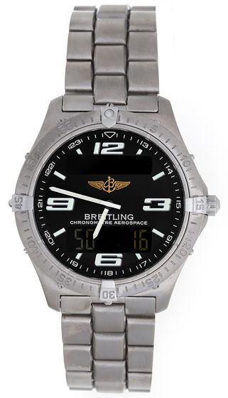 Breitling Aerospace Digital/Analog Alarm GMT Titanium Men's Quartz Watch E75362