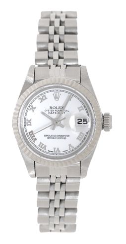 Ladies Rolex Datejust Watch with White Roman Dial 79174