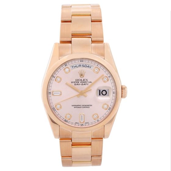 Men's Rolex President Day-Date  Watch 118205 Rose Colored Dial