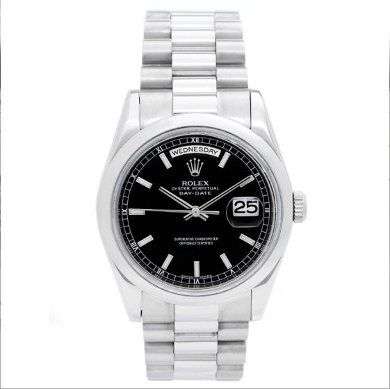Rolex Platinum President  Day-Date Men's Watch 118206 black Dial INCOMING 