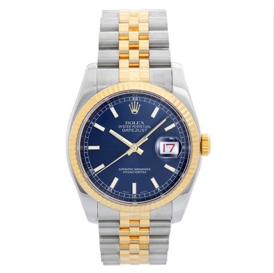 Rolex Datejust Men's 2-Tone Steel & Gold Watch Blue Dial 116233