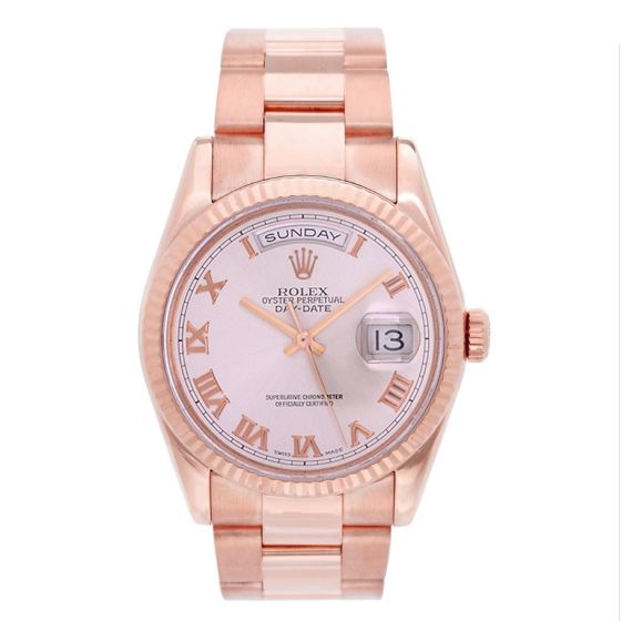 Rolex President Day-Date Roman Dial Rose Gold Men's Watch 118235