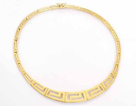 Unique 14K Yellow Gold Greek Key Motif Necklace