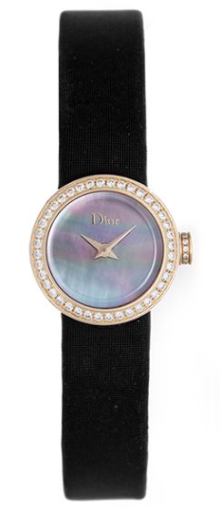 Dior D de Dior Ladies 18k Rose Gold Watch Diamond Bezel Mother of Pearl Dial CD040170