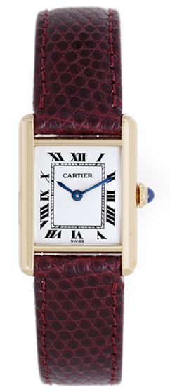 Classic Cartier Tank Plaque Watch on Brown Lizard Strap Band 