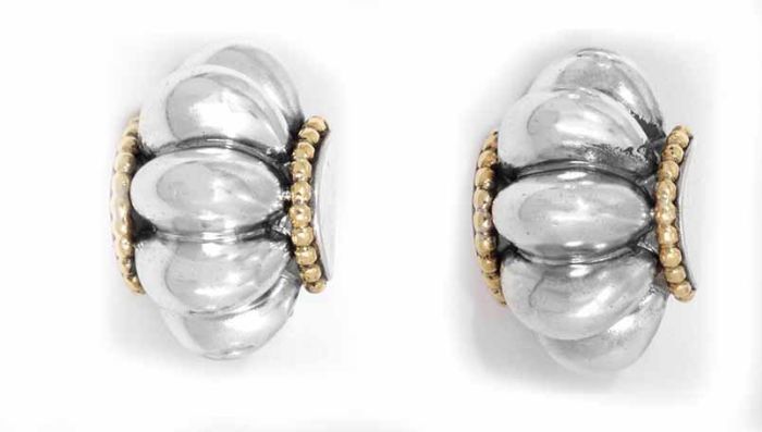 Lagos Caviar Sterling Silver & 18k Gold Earrings