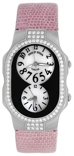 Phillip Stein Dual Time Ladies Diamond Watch with Pink Strap Band