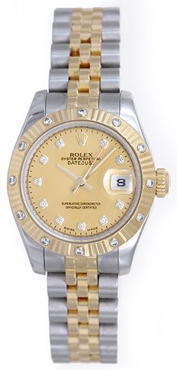 Rolex Ladies Datejust 2-Tone Watch 179313 Gold Mother of Pearl Diamond Dial