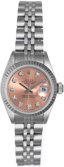 Ladies Diamond Rolex Datejust Watch 79174 Salmon Dial
