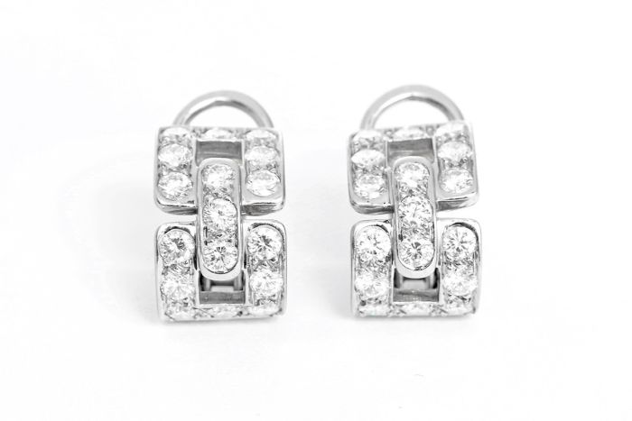 Tiffany & Co.  "Deco"  Diamond Platinum Earrings