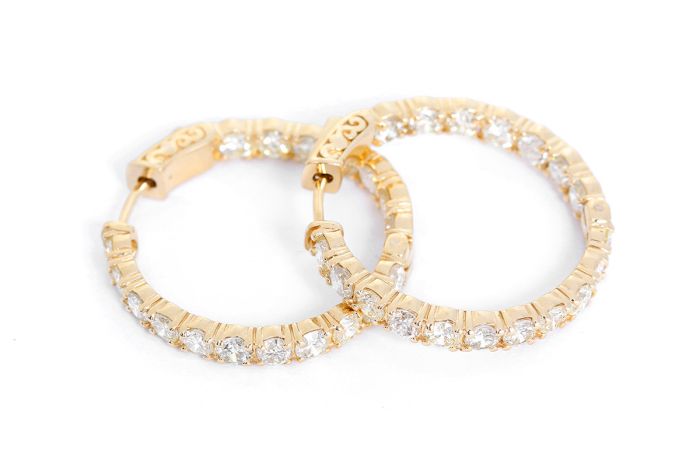 Inside-Out Diamond 5.06cts Hoop Earrings in 14K Yellow Gold